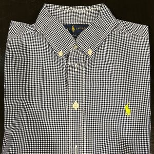 Ralph Lauren, Boys LG (14-16) button-down Oxford shirt, checkered navy & white.